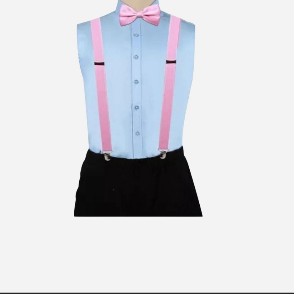 Stylish Pink Bow Tie And Suspenders Set for Men
